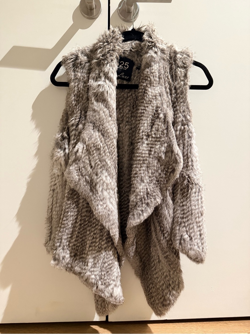 Real Rabbit Fur Vest - Taupe-Grey